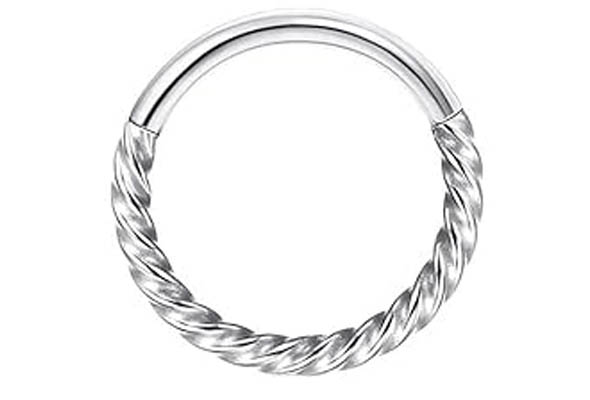 0100 Hinged Segment Ring Hoop Septum Clicker Hinged Segment Ring Hoop Septum Clicker